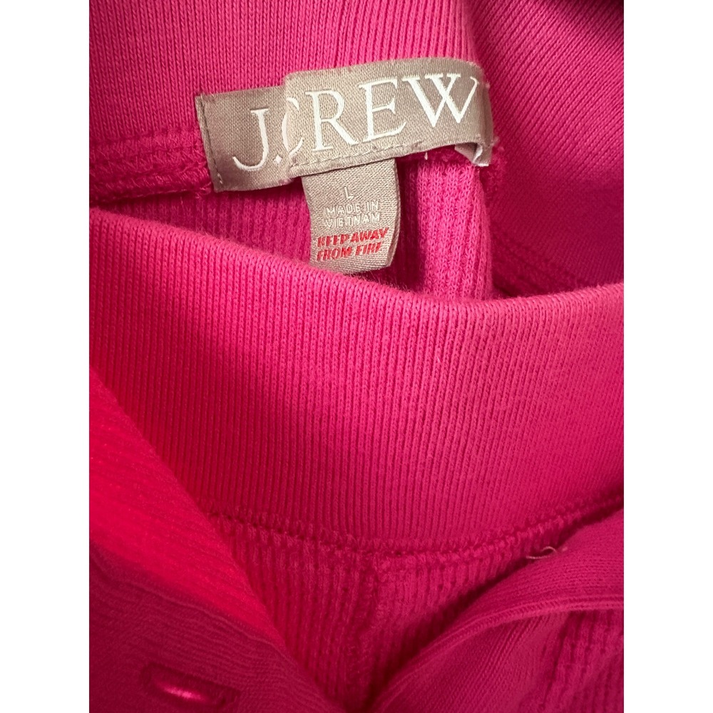 J. CREW Bright Pink Stretch Cotton Waffle Knit Thermal Henley Pajama Set L - Picture 5 of 11